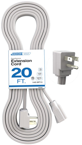 DDON USA 20ft gray appliance extension cord powering major appliances indoors