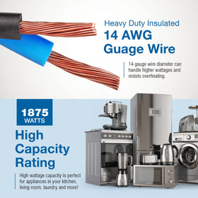 DDON USA flat-angle plug keeps cord flush against wall