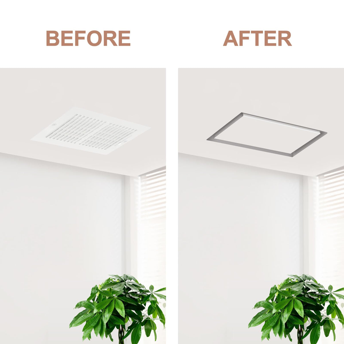 DDPow vent grille with paintable perimeter for a customizable, flush look.