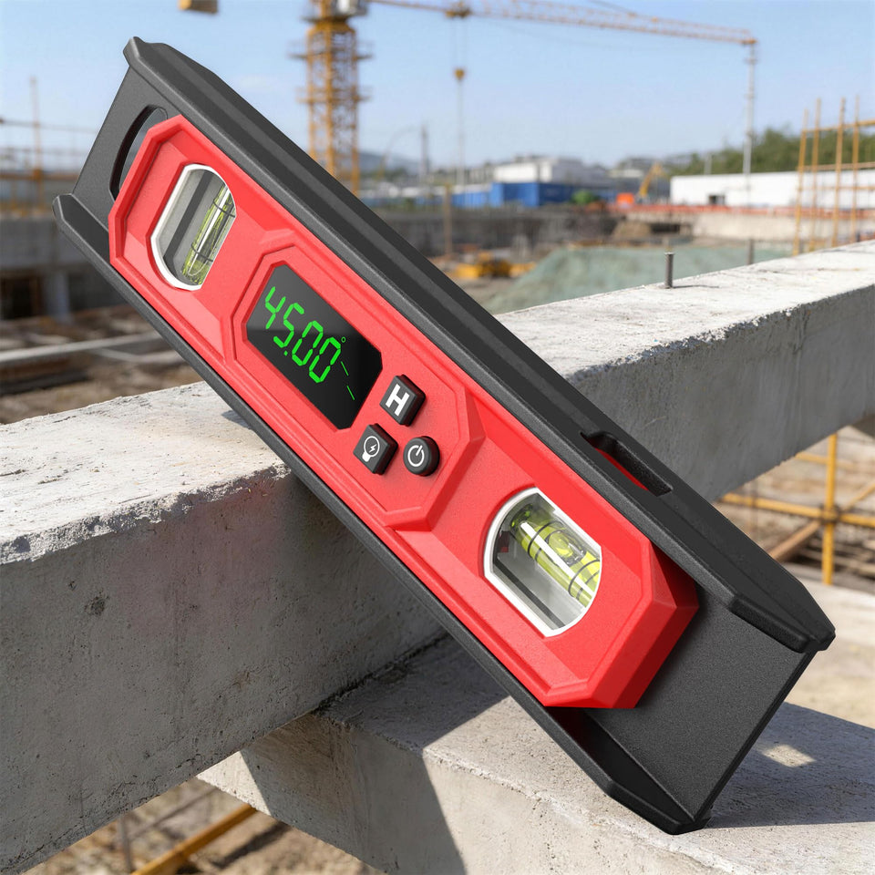 D DUSSAL digital level with 9-inch display for precise angle readings on site.