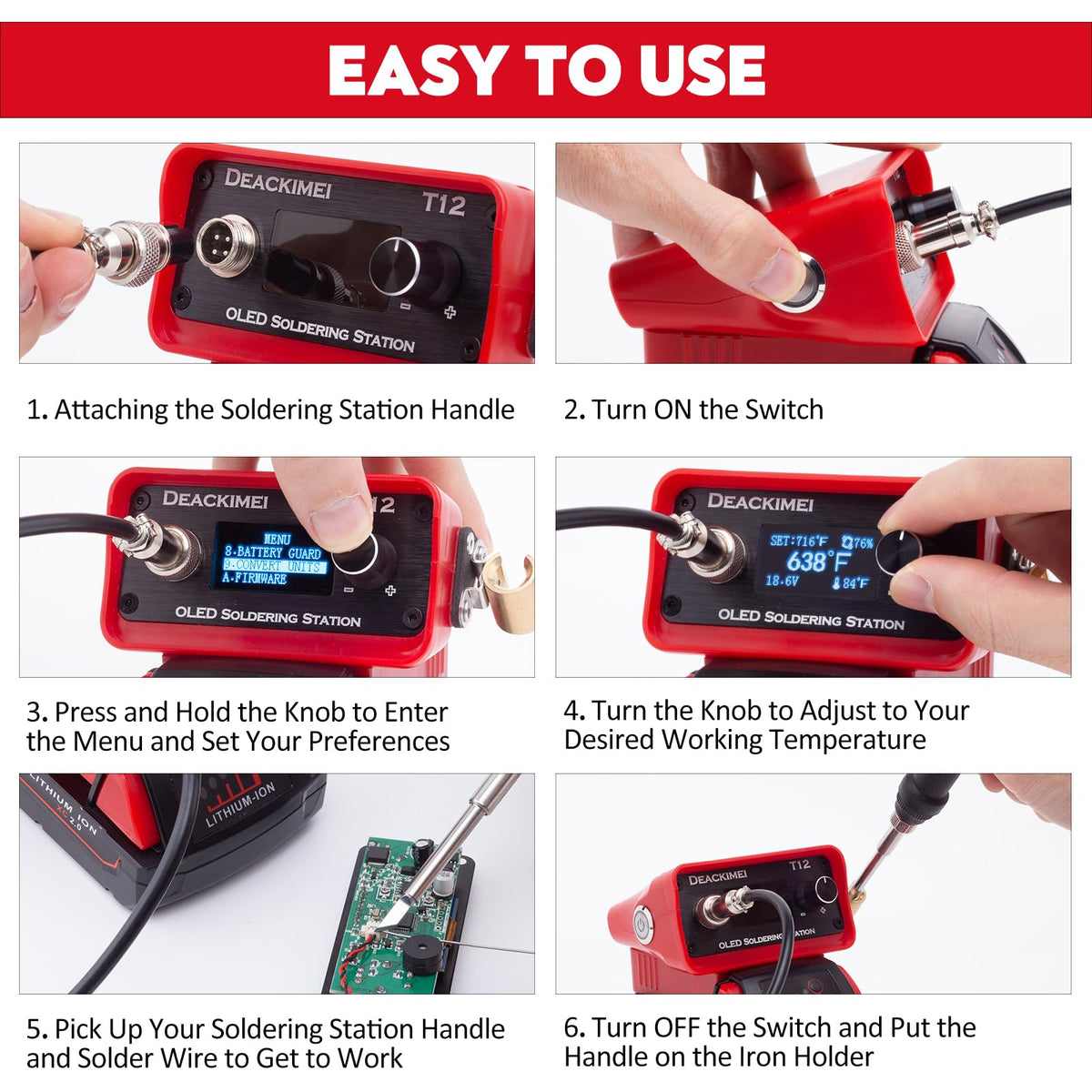Deackimei OLED display on the soldering station for precise readouts