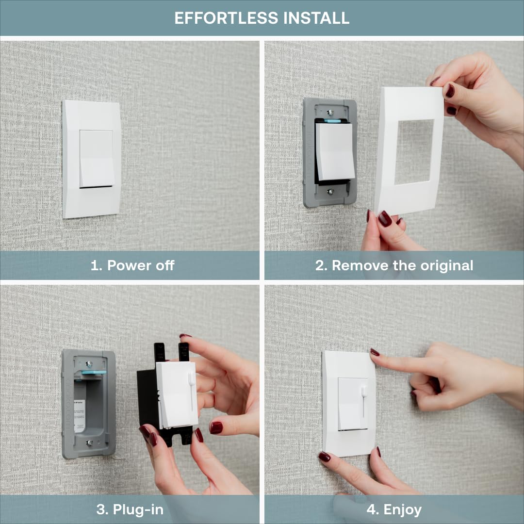 Deako Simple Dimmer compatible with LED and incandescent loads.