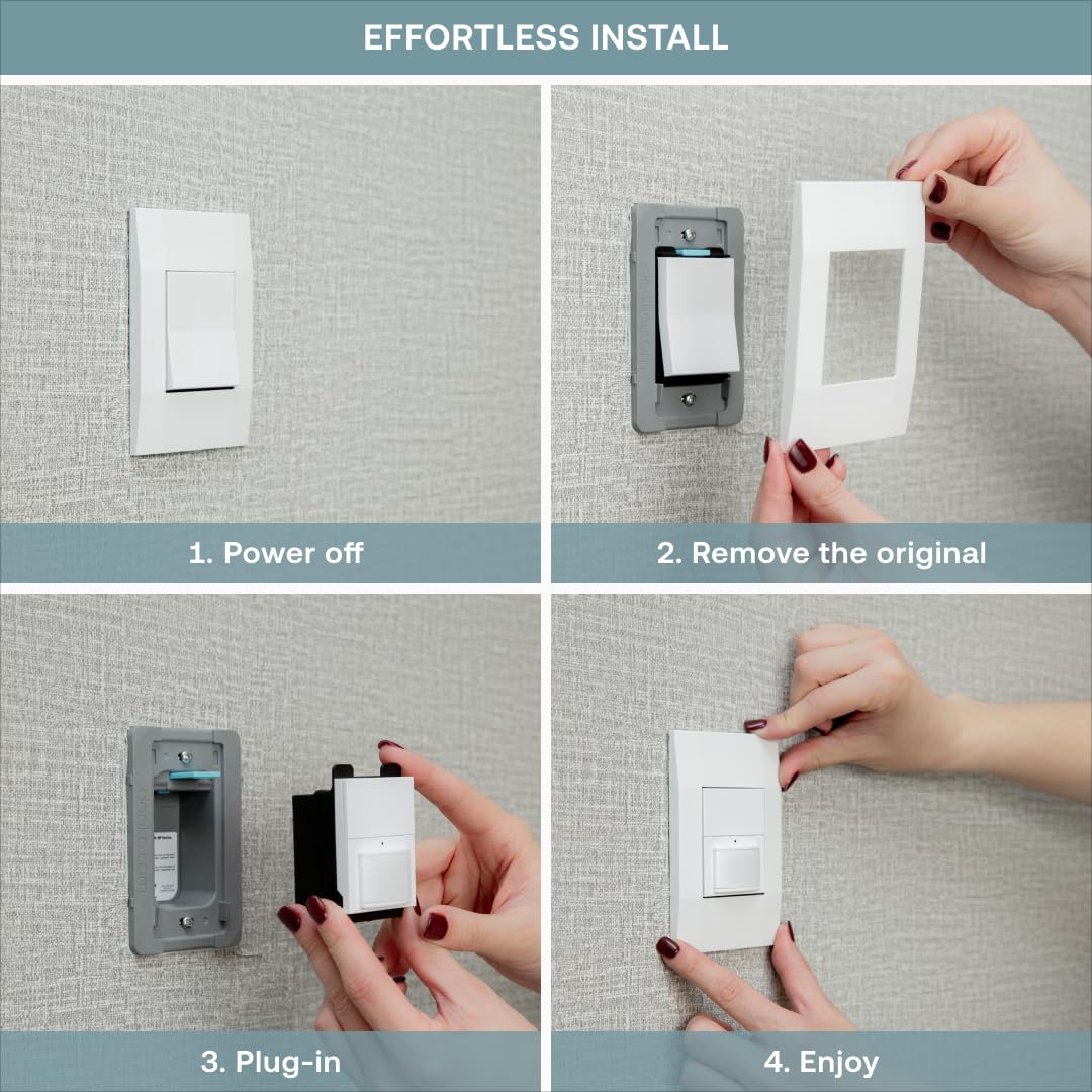 Deako white faceplate close-up showcasing finish and clean installation aesthetic.