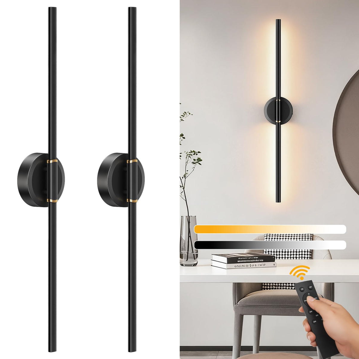 DEALGADGETS battery wall sconce 2-pack for cordless living room lighting