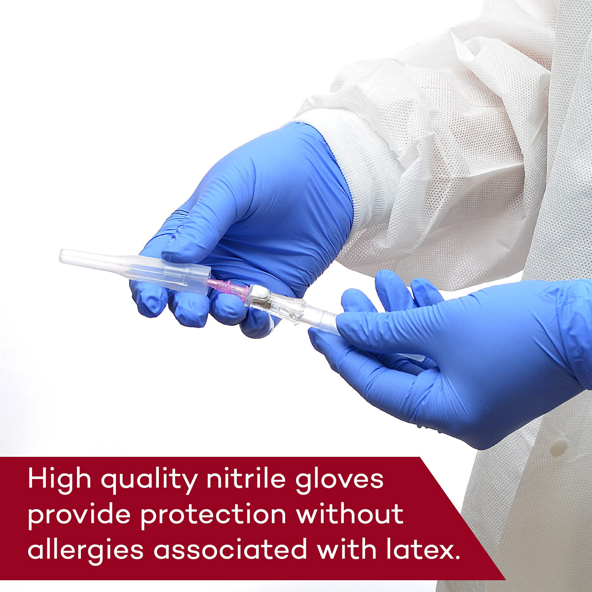 Dealmed nitrile gloves with beaded cuffs offer a snug fit for long shifts.