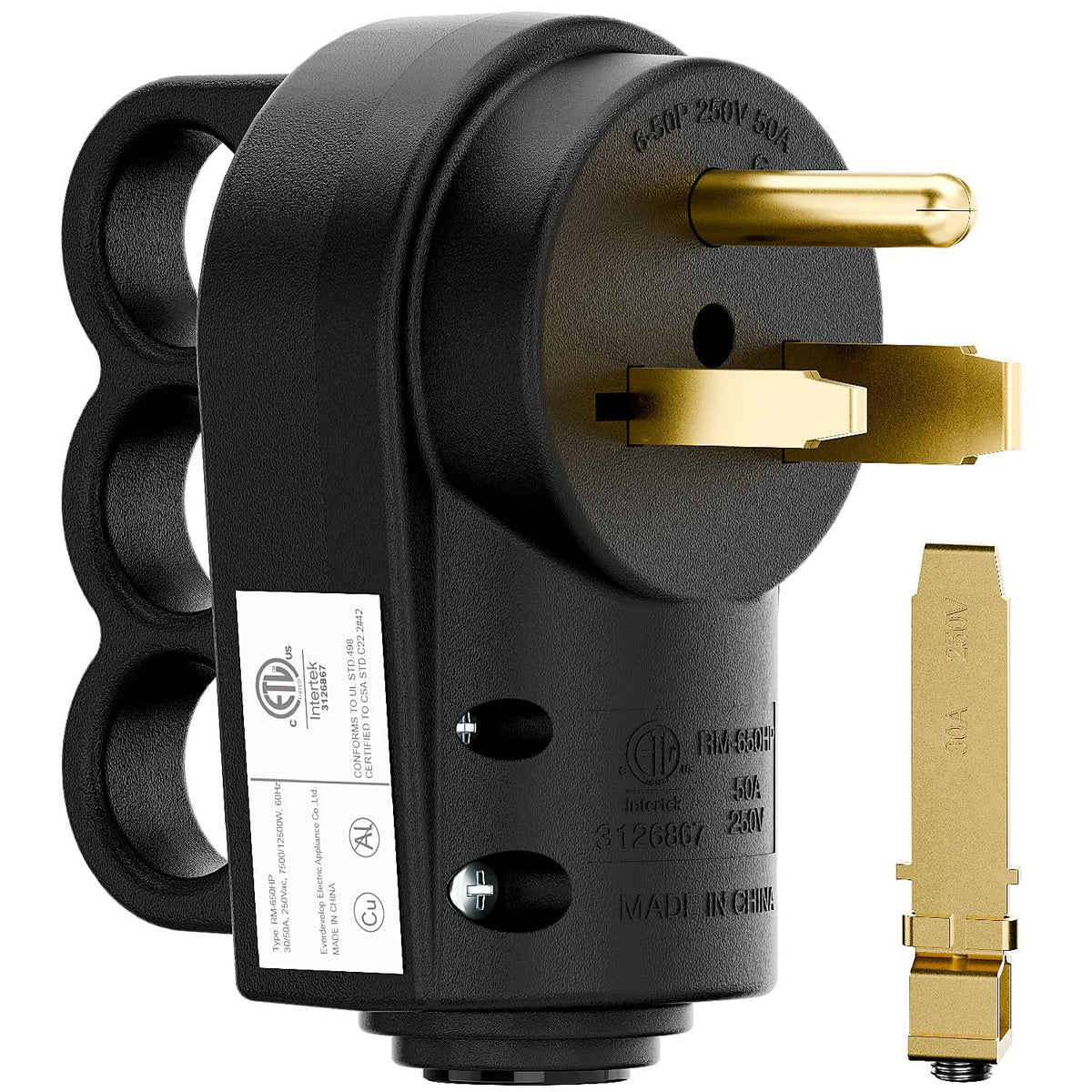 DEALTUS welder plug front view with durable nylon housing