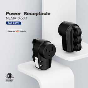DEALTUS Nema 6-50R receptacle back cover shows secured mounting for rugged use.