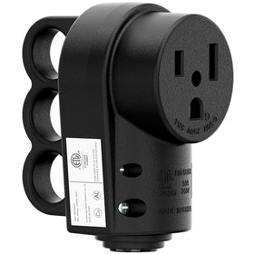 DEALTUS Nema 6-50R receptacle front view, sturdy black body for durable weld connections.