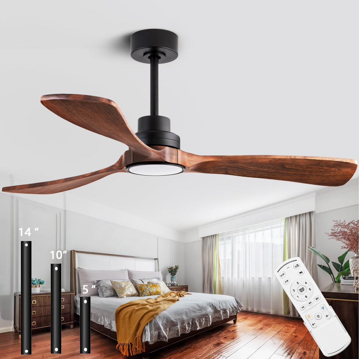 dearnow 52-inch ceiling fan with remote control for efficient living room cooling