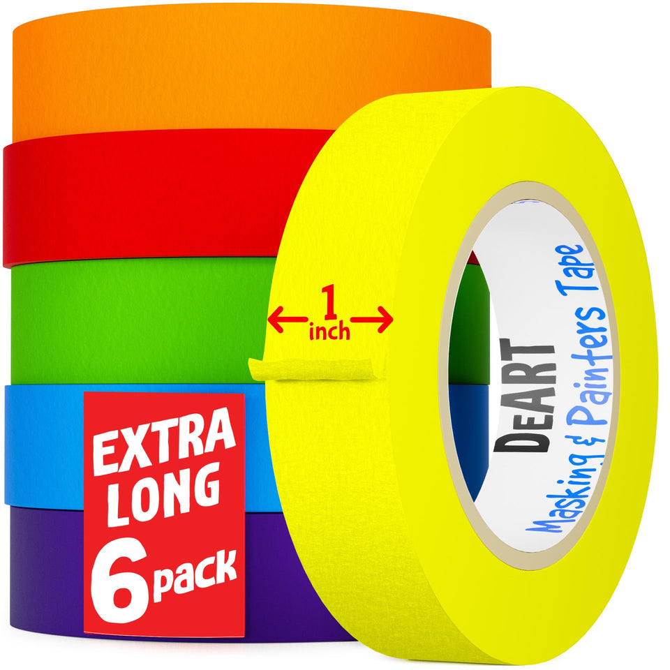 DEART colored masking tape pack with six vibrant tapes for crafts