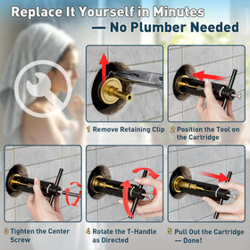 Debialo compact storage keeps the tool ready for quick bathroom fixes.