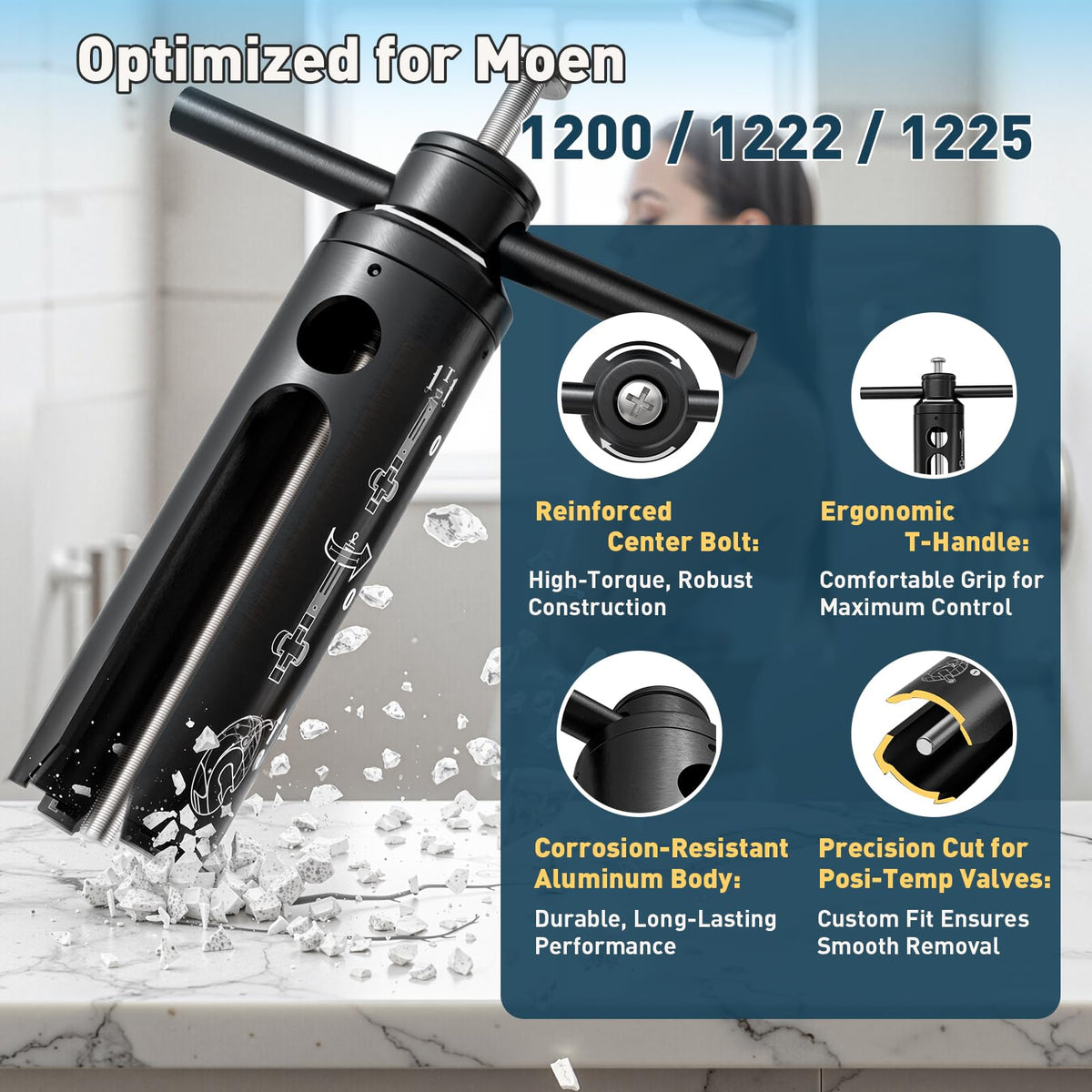 Debialo ergonomic T-handle provides comfortable grip and maximum control.