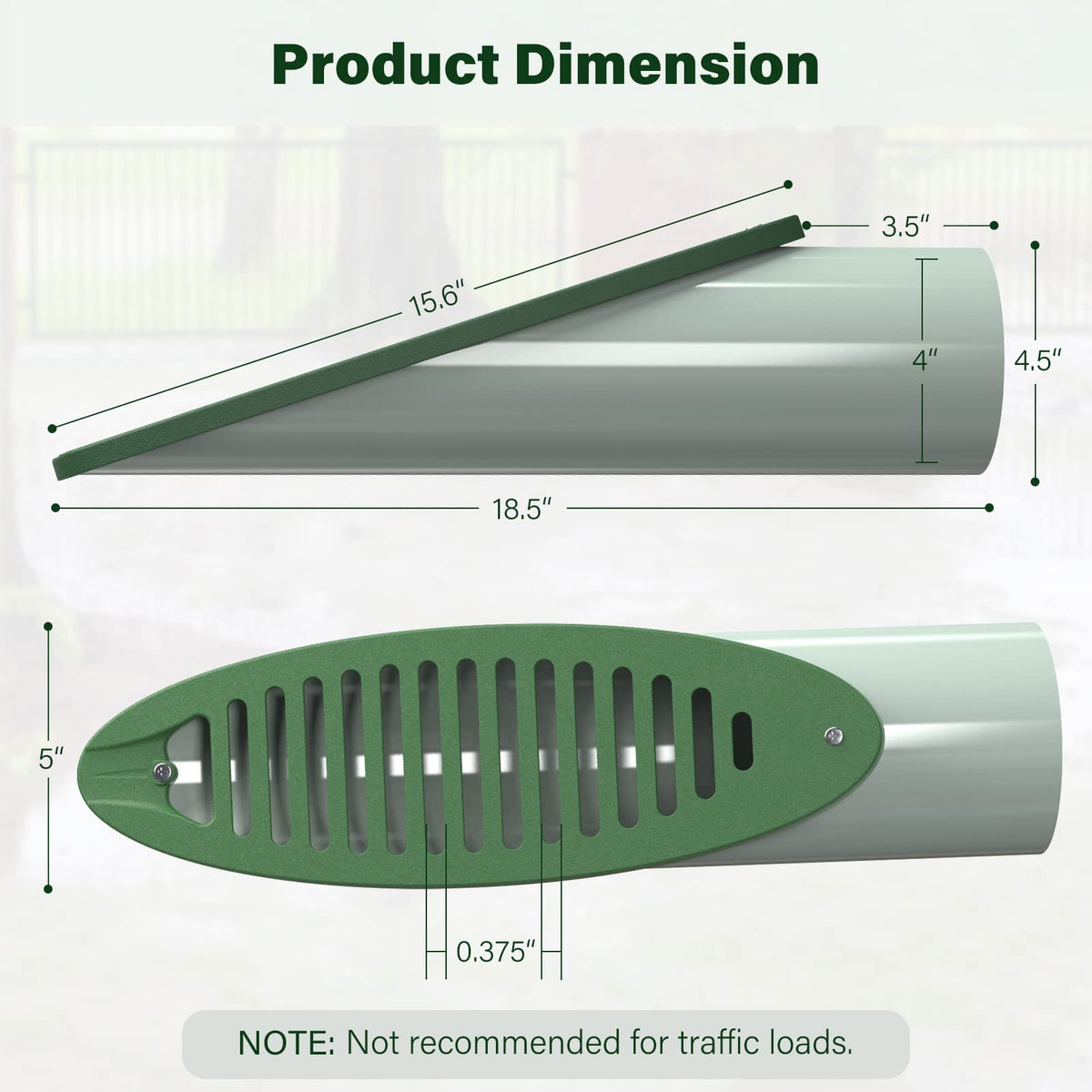 Debialo yard drain emitter provides secure flow from downspouts and sump pumps.