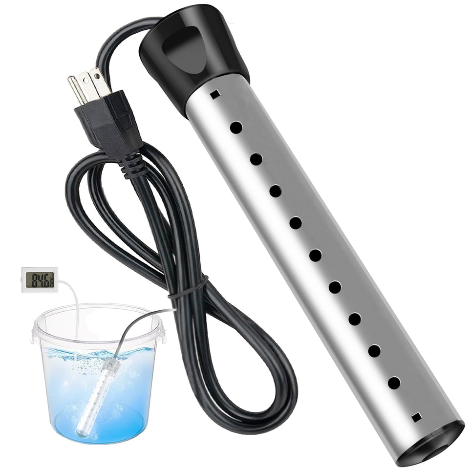 Debraltanner 2000W immersion heater in use warming five gallons of water fast
