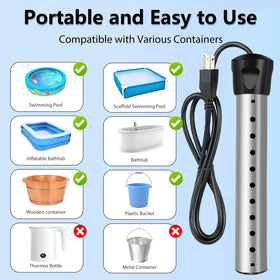 Debraltanner portable heater used in a bathtub for convenient hot water