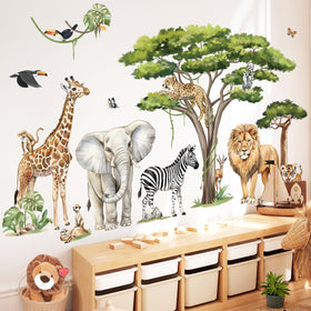 decalmile safari giraffe wall sticker on tree for playful kids' room design