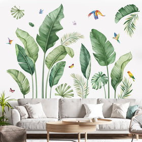 Decalmile tropical palm leaves wall decal adds vibrant greenery to your living room.