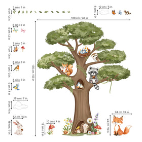 DecalMile Woodland Animals hedgehog wall sticker complements bedrooms with durable, kid-friendly decor.