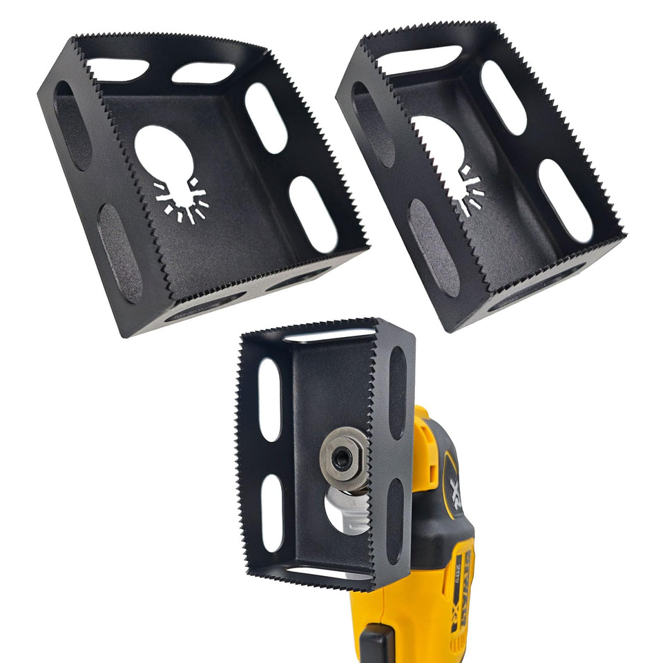 Deceptia upgrade square slot cutter cutting a drywall hole precisely for electrical box openings.