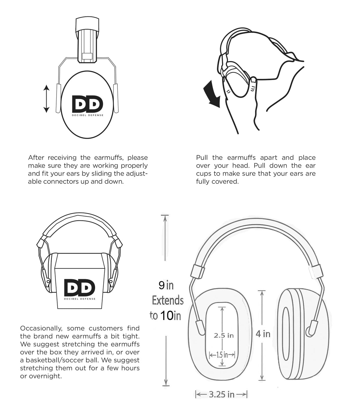 DECIBEL DEFENSE 37 dB NRR ear muffs reduce loud noise
