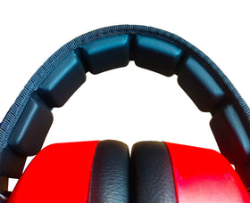 Durable headband and cups on Decibel Defense ear muffs.