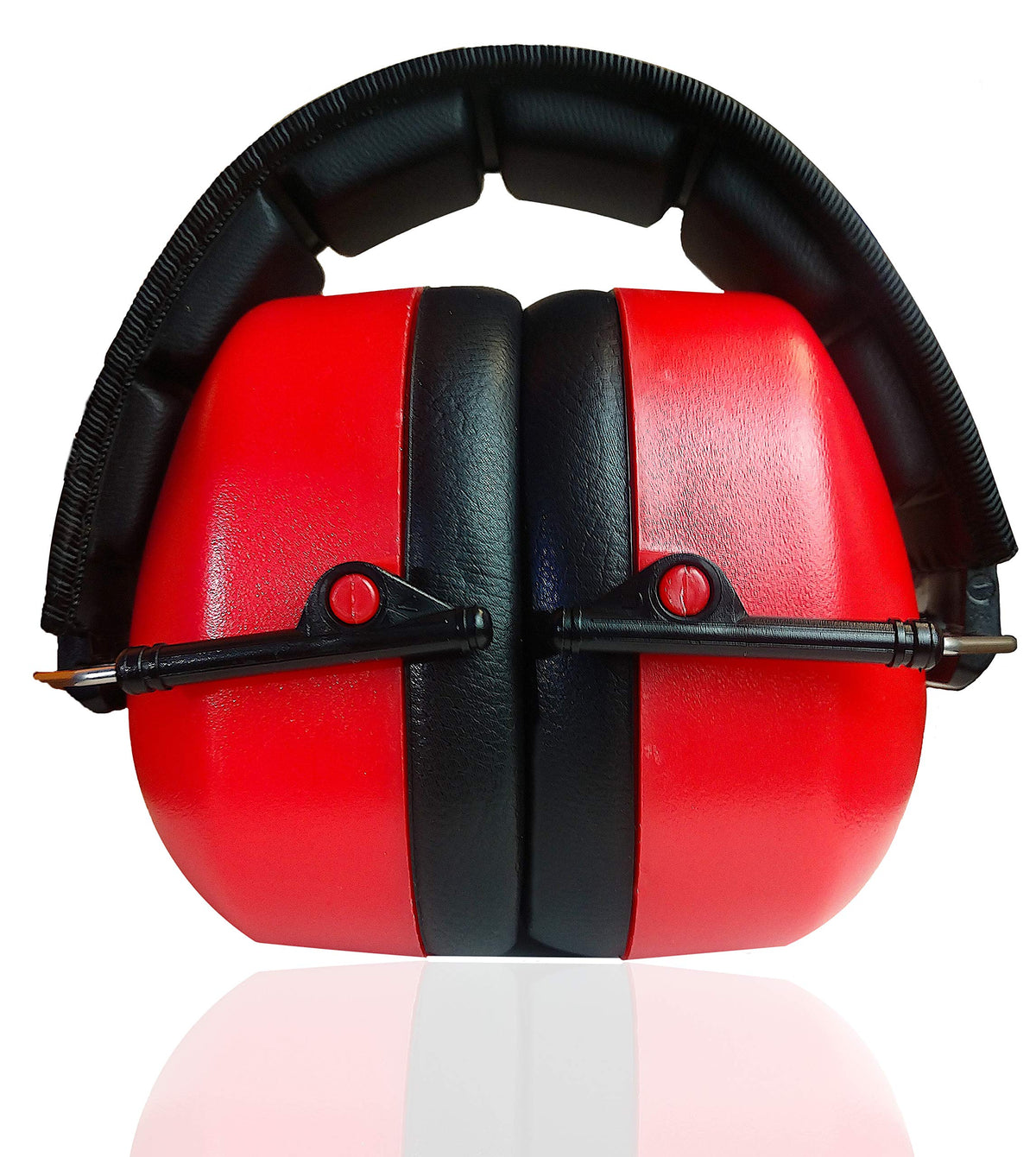 Folded Decibel Defense ear muffs for compact storage after use.