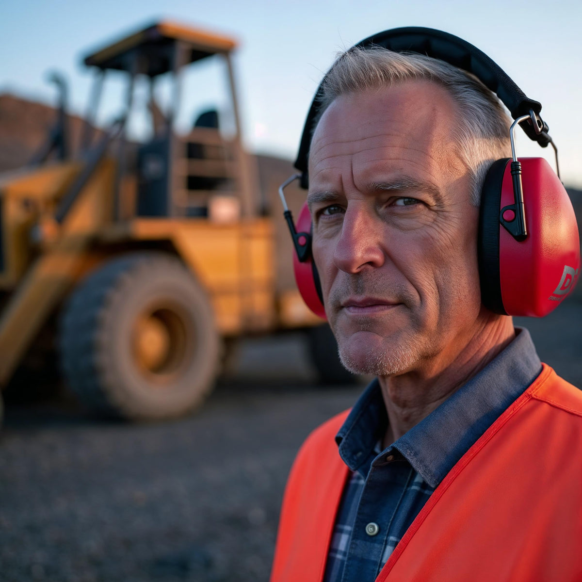 Packaging and carry case for Decibel Defense ear muffs.