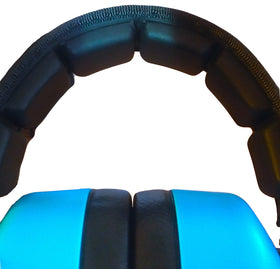 Foldable DECIBEL DEFENSE ear muffs for easy storage.