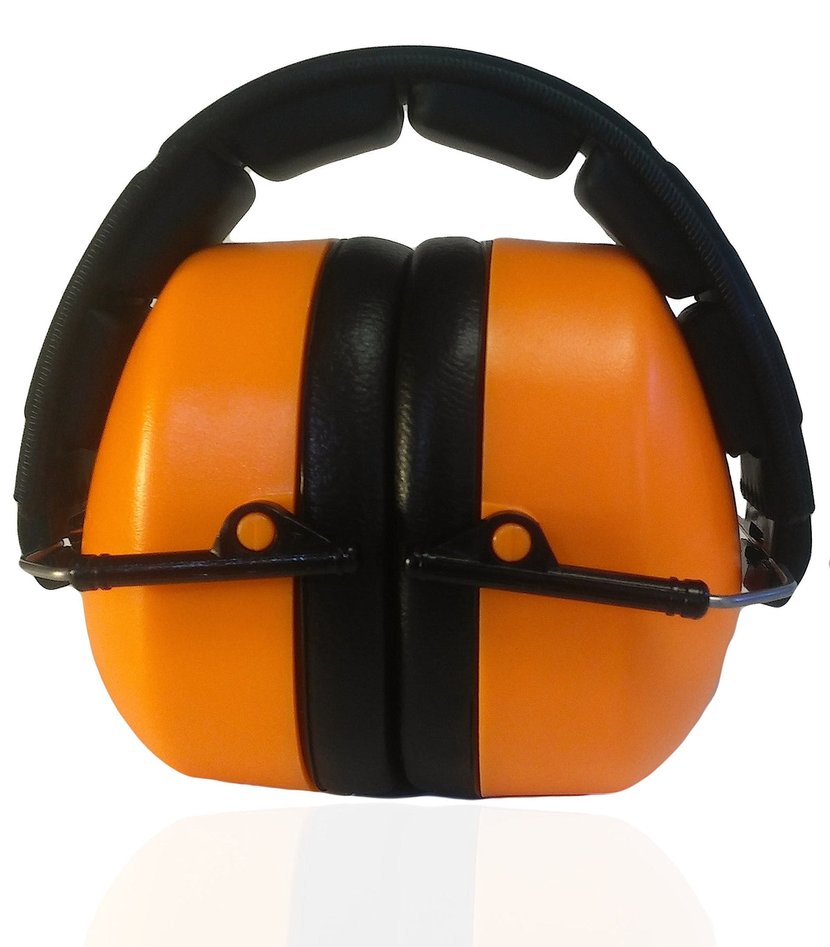 DECIBEL DEFENSE hi-vis orange ear muffs worn for comfort