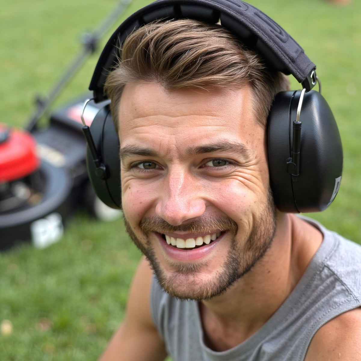 DECIBEL DEFENSE Pro Ear Muffs at shooting range reduce noise exposure.