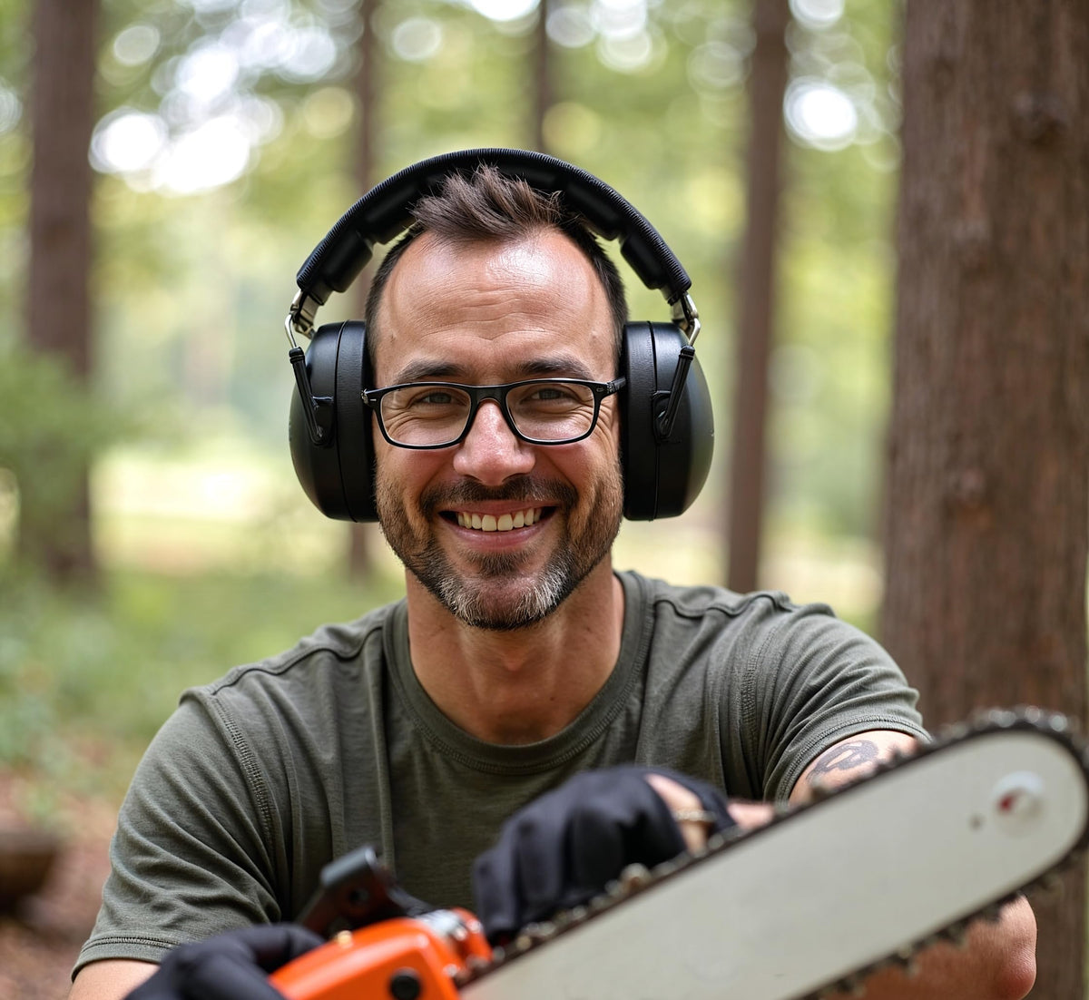DECIBEL DEFENSE Pro Ear Muffs XL extension shows larger head fit.