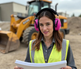 DECIBEL DEFENSE ear muffs padding headband close-up showing comfort.