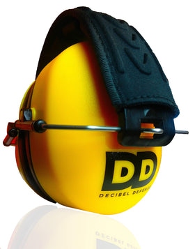 DECIBEL DEFENSE Pro ear muffs folding design for easy storage.
