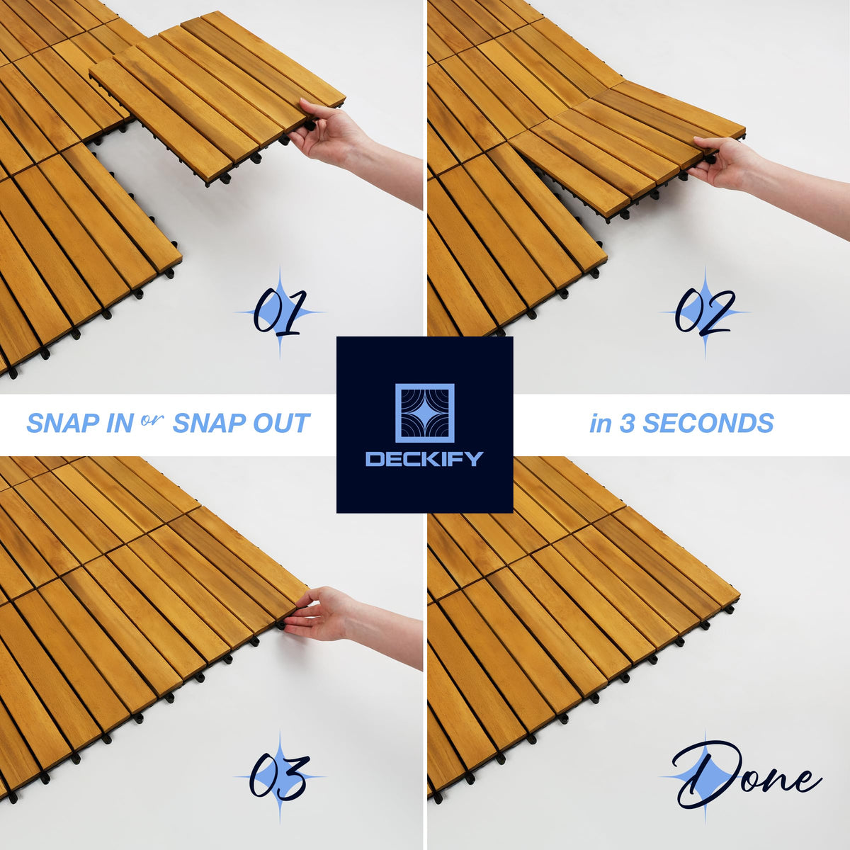 DECKIFY acacia wood texture demonstrating daily-use durability on patio