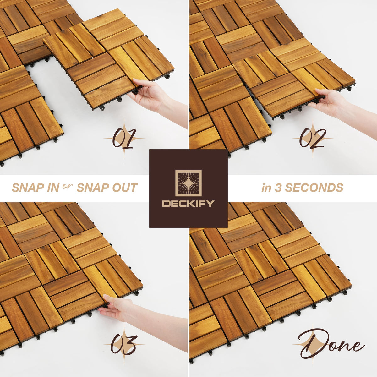 DECKIFY 9-tile set covers about 9 sq ft for flexible layouts