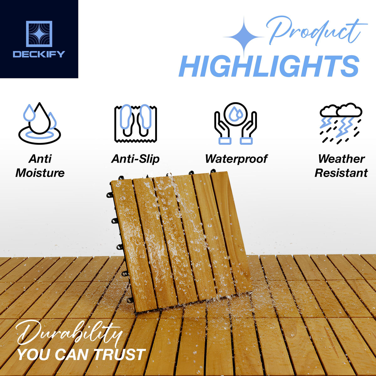 DECKIFY waterproof outdoor balcony flooring tiles in outdoor setting