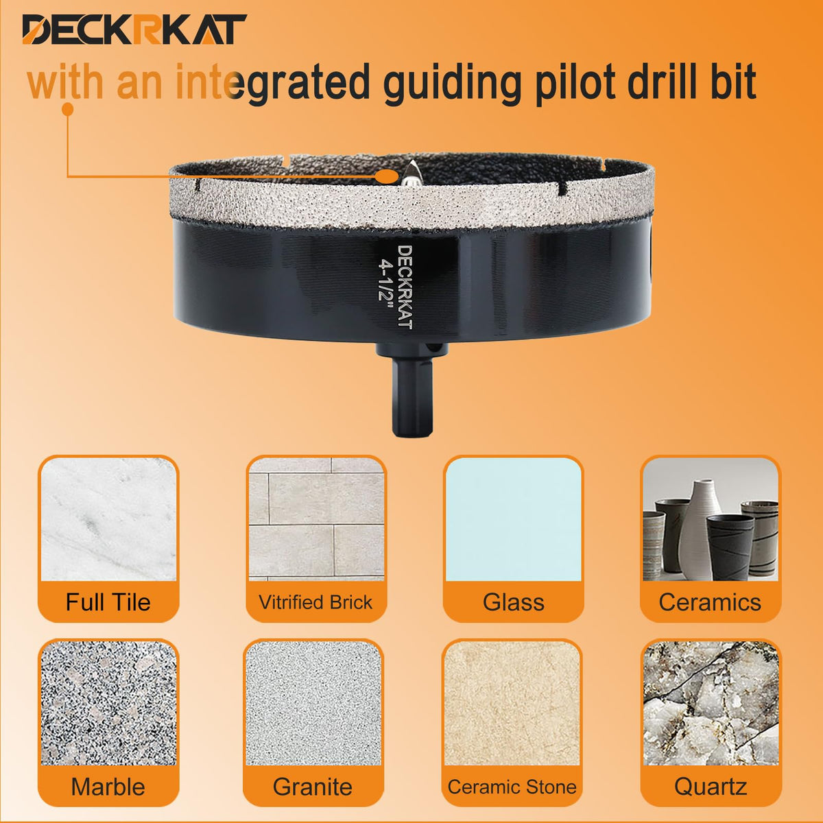 DECKRKAT 3/8-inch triangle shank for secure drill chuck grip.