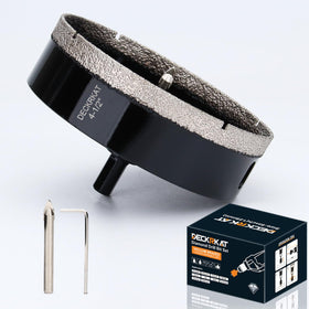 DECKRKAT 4-1/2-inch diamond hole saw with pilot bit for precise tile drilling.