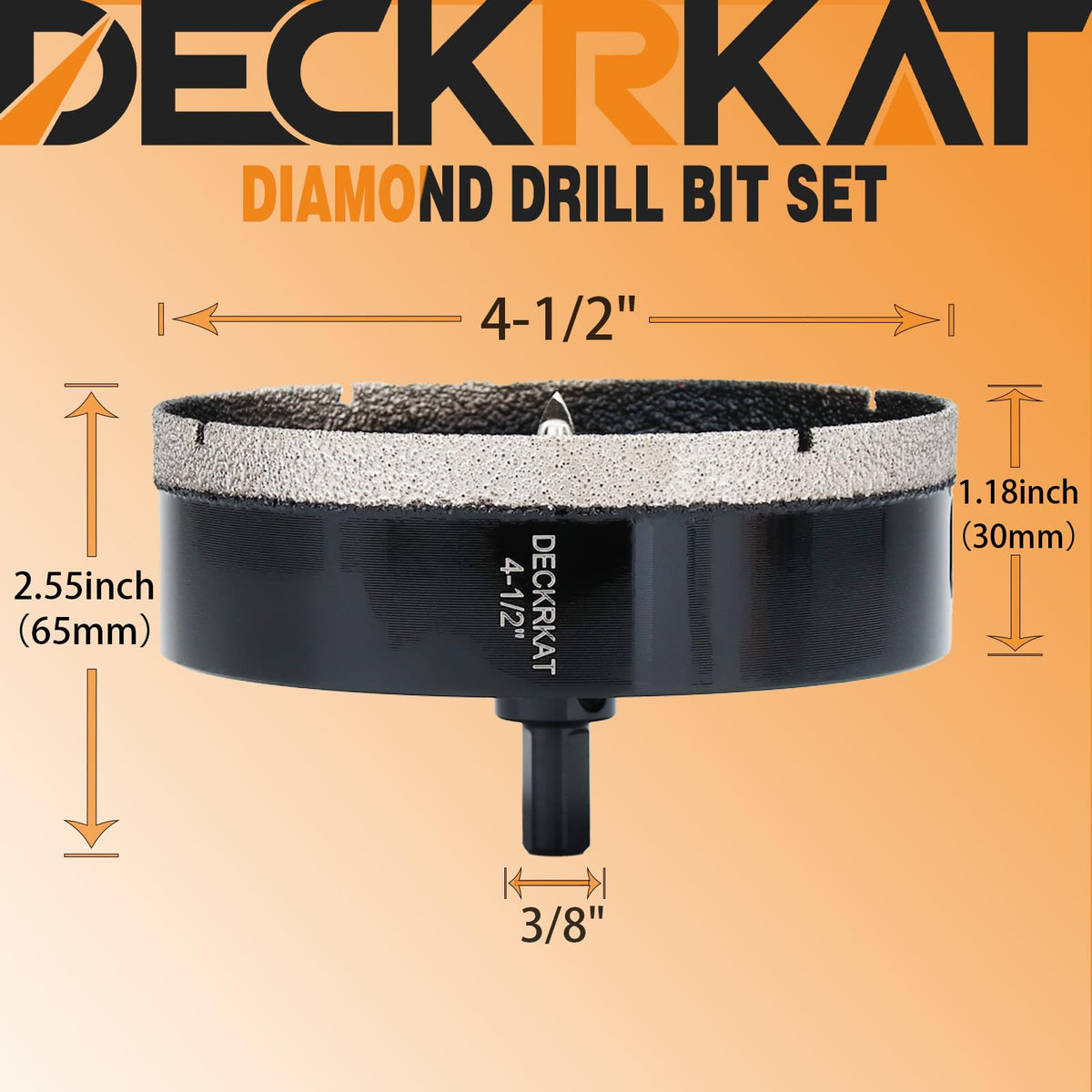 DECKRKAT diamond tipped ceramic hole saw cuts ceramic tiles smoothly.