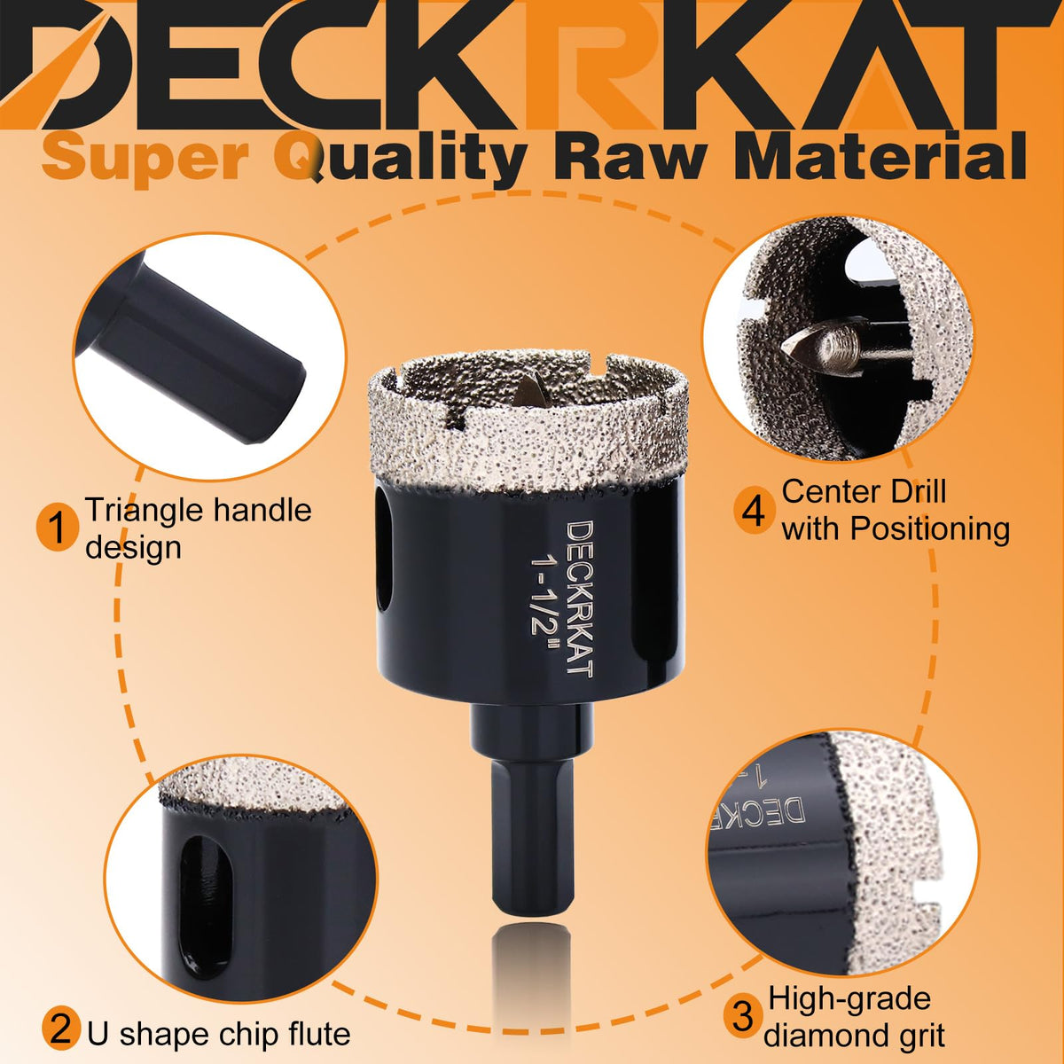 DECKRKAT 3/8 inch triangle shank improves chuck grip and stability