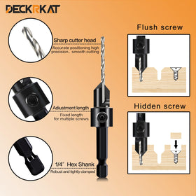 DECKRKAT 82-degree chamfer bit delivers clean screw head recesses for flush finishes.