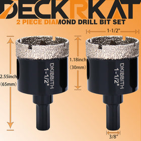 DECKRKAT Pilot drill bit centers holes precisely on porcelain, glass and bottles