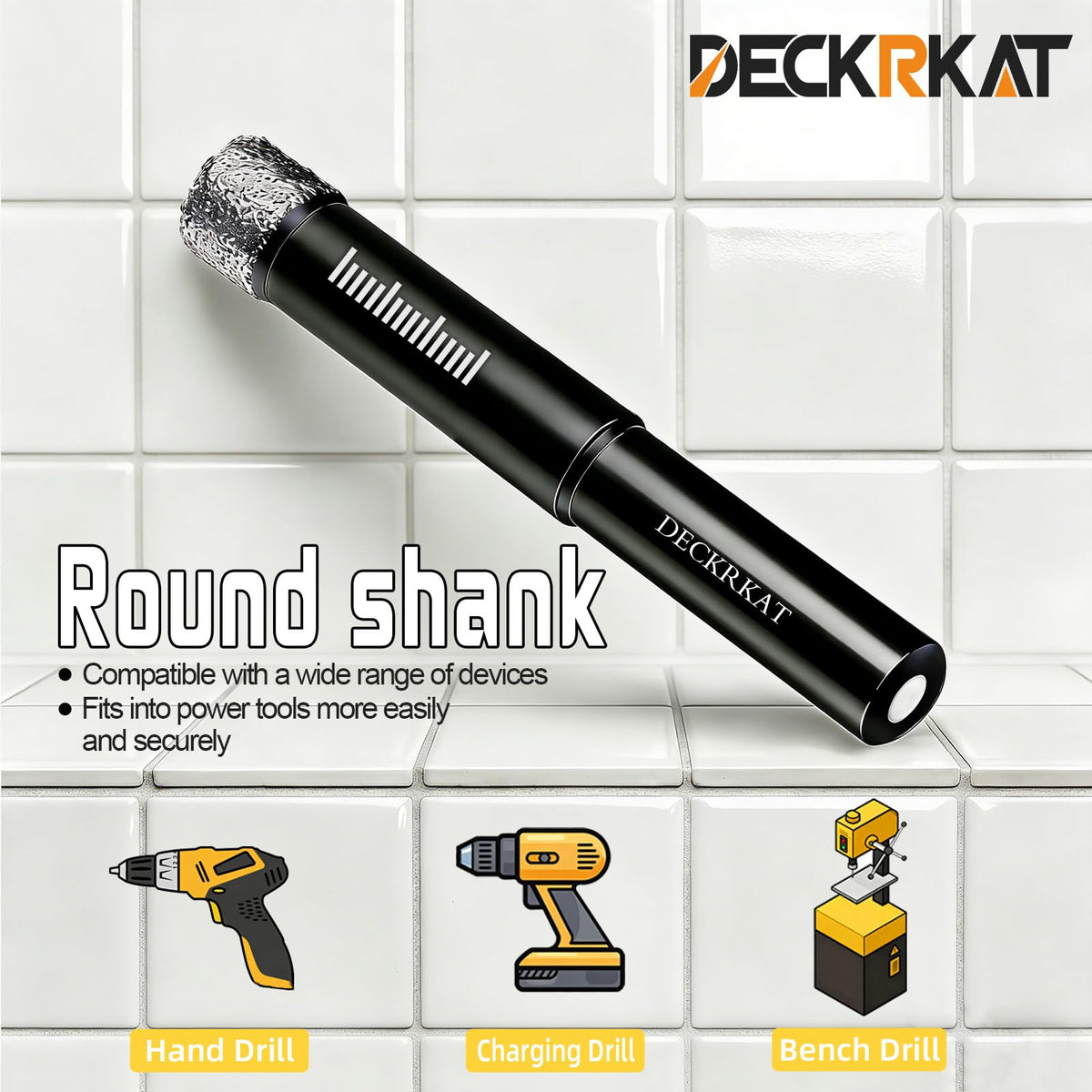 DECKRKAT round shank fits most drills and grinders