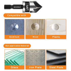 DECKRKAT countersink 1/2-inch bit creates clean flush surfaces.