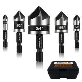 DECKRKAT countersink 1/4-inch bit for flush screw heads in woodworking projects.