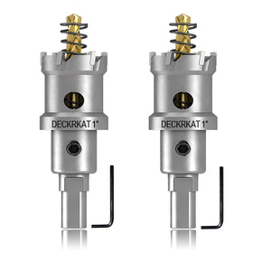 DECKRKAT 2-pack 1in TCT hole saws in case for quick access and organized storage.