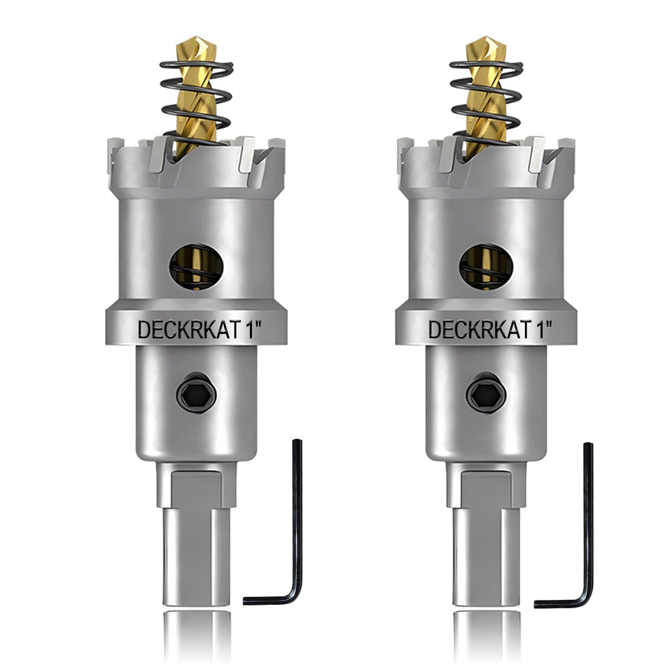 DECKRKAT 2-pack 1in TCT hole saws in case for quick access and organized storage.
