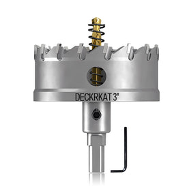DECKRKAT 75mm TCT hole saw delivers precise cuts in stainless steel and tough metals.
