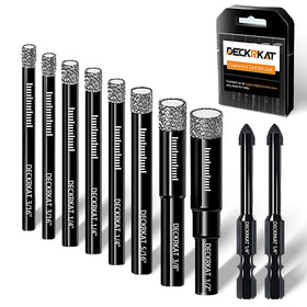 DECKRKAT dry diamond drill bits set for tile and stone tasks.