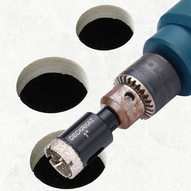 DECKRKAT quick drilling guide reduces effort and debris.